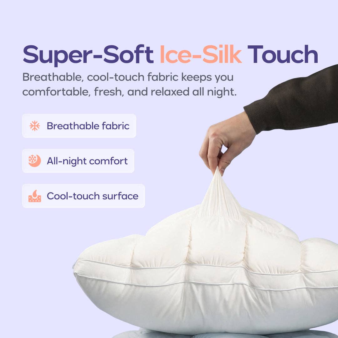Puff Pillow | Cooling Bedding Pillow | Puff Grid Design: Gray / King