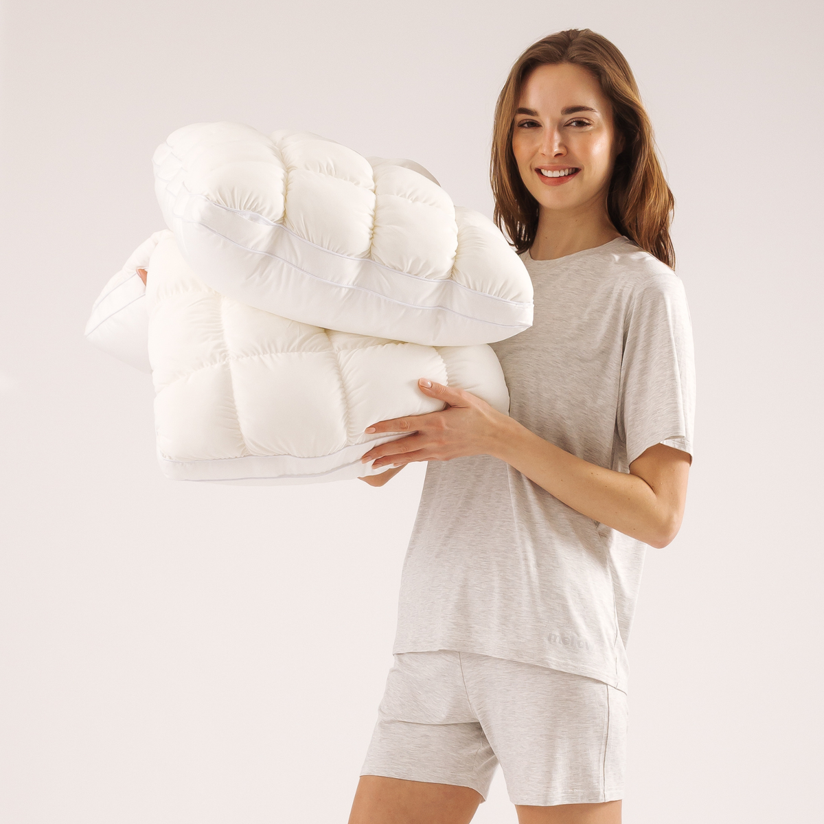 Puff Pillow | Cooling Bedding Pillow | Puff Grid Design: Gray / King