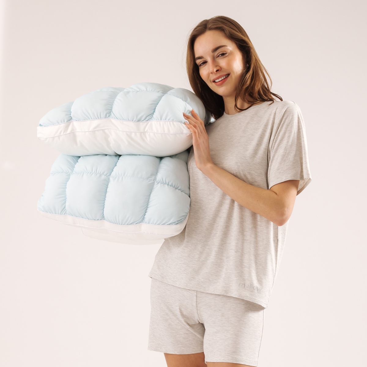 Puff Pillow | Cooling Bedding Pillow | Puff Grid Design: Gray / King