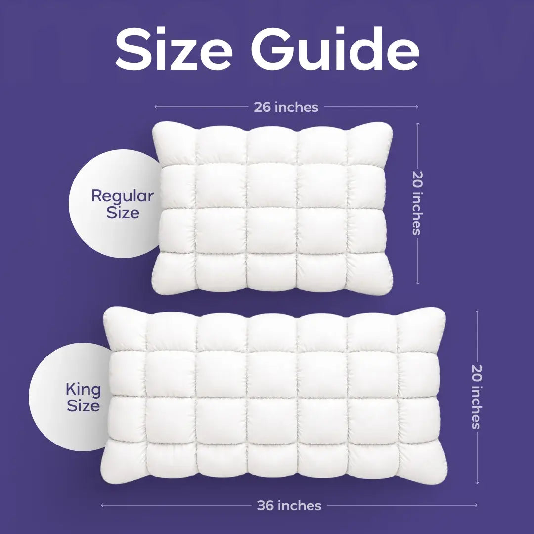 Puff Pillow | Cooling Bedding Pillow | Puff Grid Design: Gray / King