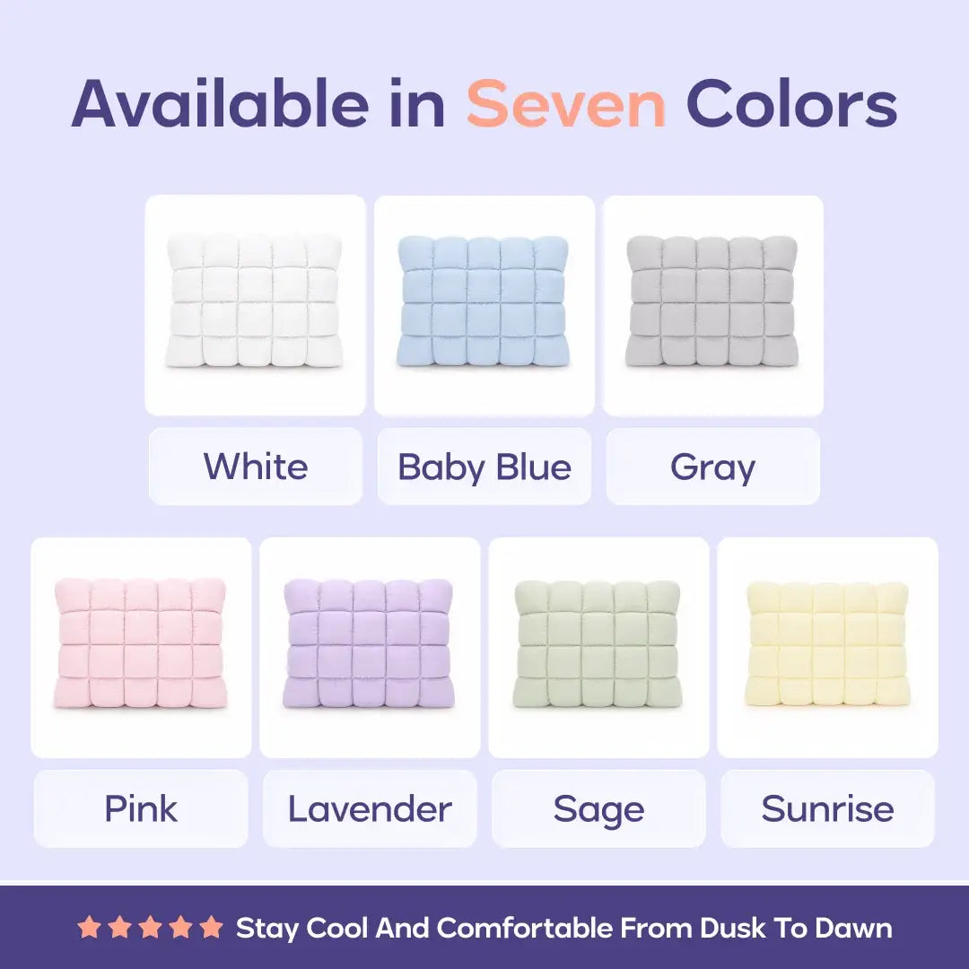 Puff Pillow | Cooling Bedding Pillow | Puff Grid Design: Gray / King