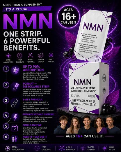"Fuel Your Best" NMN + Berry & Lime Flavor 1x Box 30 packets, 30 days Relief! 90% Absorption in Feel it in 45 seconds or less MO. Autoship $90.35