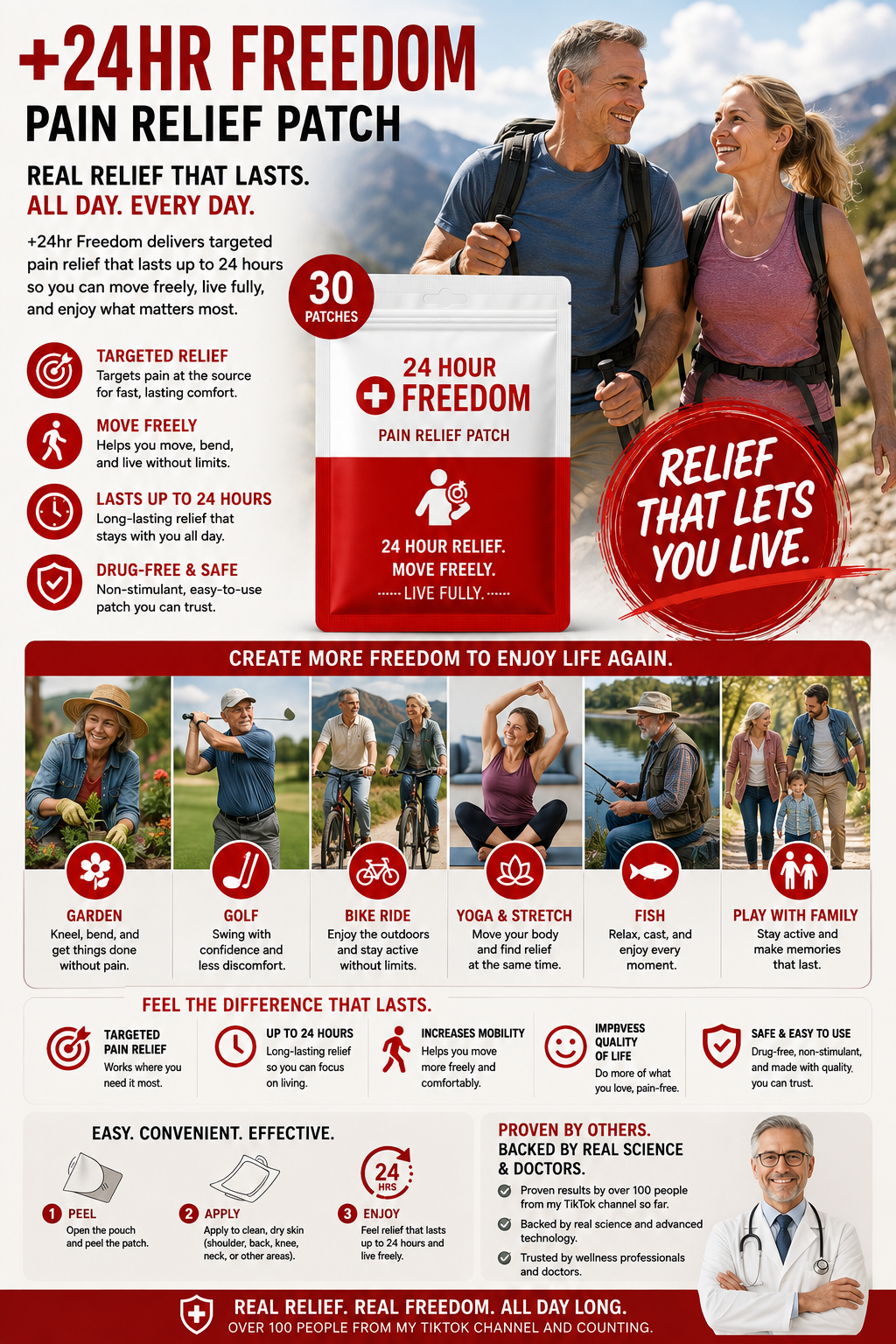 Coachrelief Patch 30 Days 24 hour freedom proven to relieve pressure/Discomforts in minutes last 24 hours.