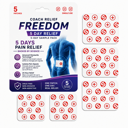 CoachRelief Freedom From Pain Signals Patch Pick 5 or 10 Day Sample Pack, Last 24 hours Helping to calm Nerves an