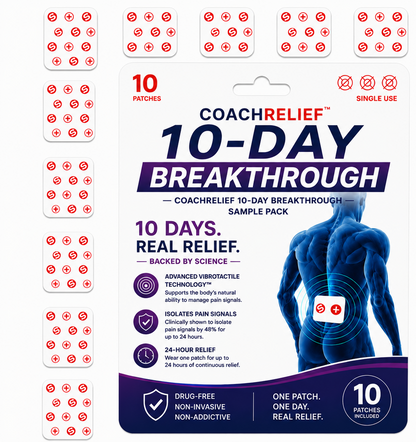 CoachRelief Freedom From Pain Signals Patch Pick 5 or 10 Day Sample Pack, Last 24 hours Helping to calm Nerves an