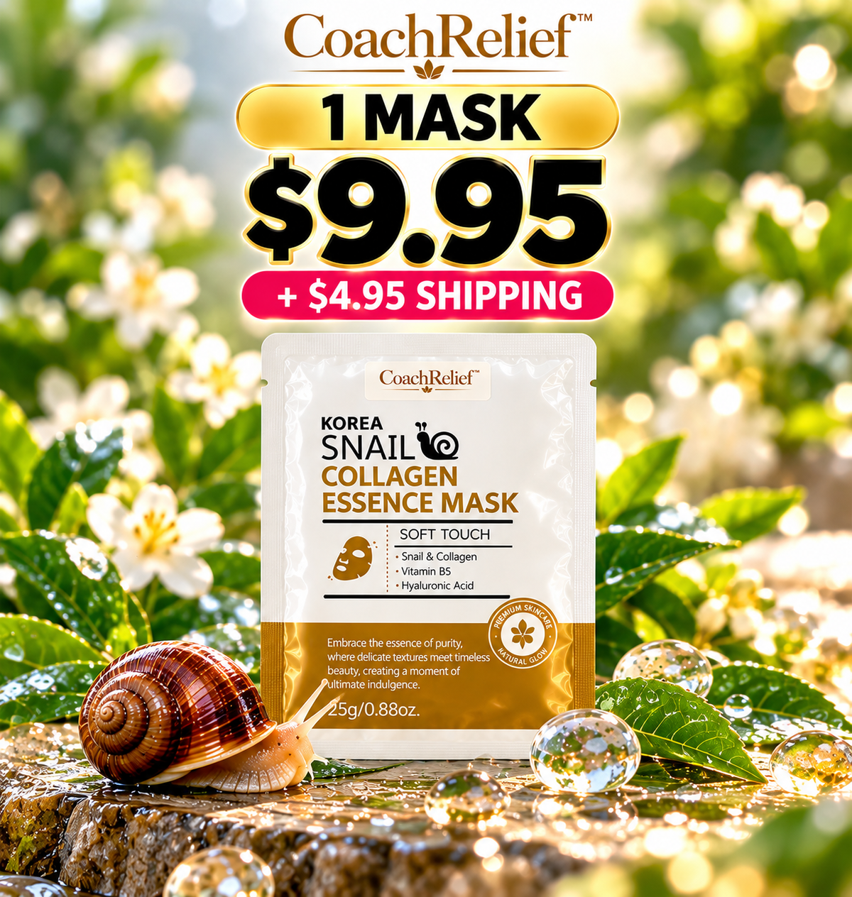 New CoachRelief™ Korea Snail Collagen Essence Mask – Soft Touch Treatments