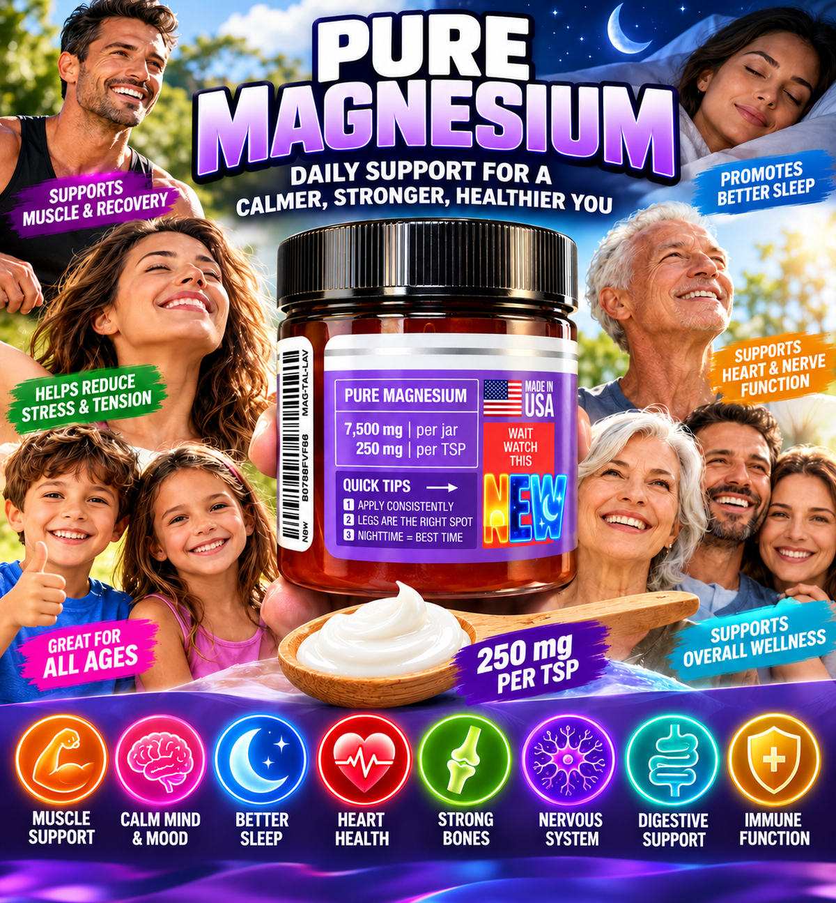 Nighttime Magnesium Lotion with Beef Tallow - Lavender Scent Instant Pain/Inflammation Relief and Sleep Solution