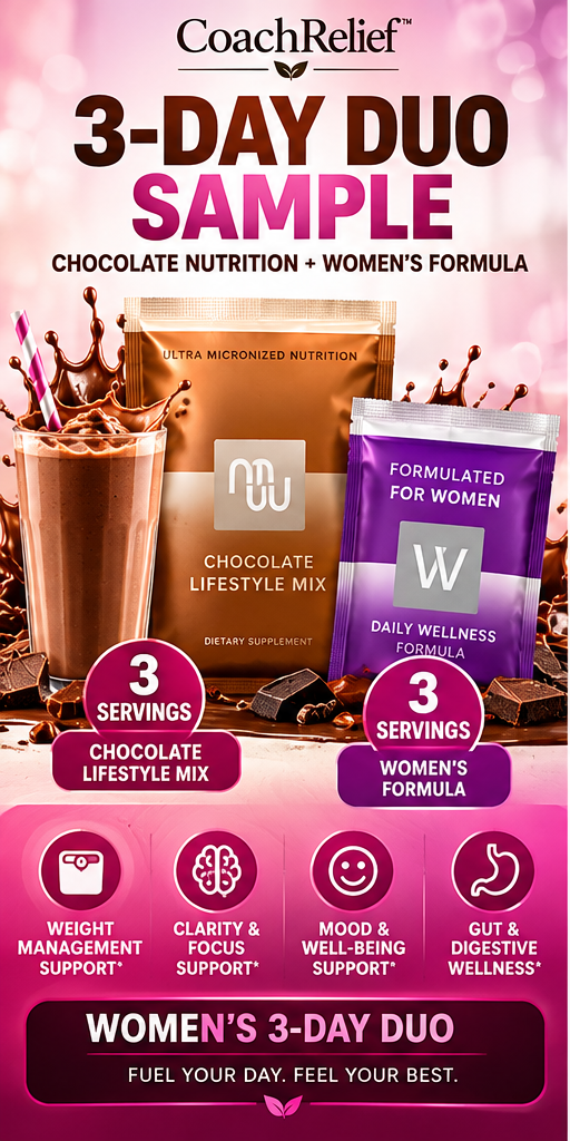 3-Day Lifestyle Duo Sample | Weight Management, Focus, Mood & Gut Wellness Support | Chocolate Nutrition Shake + Men's or Women's Formula