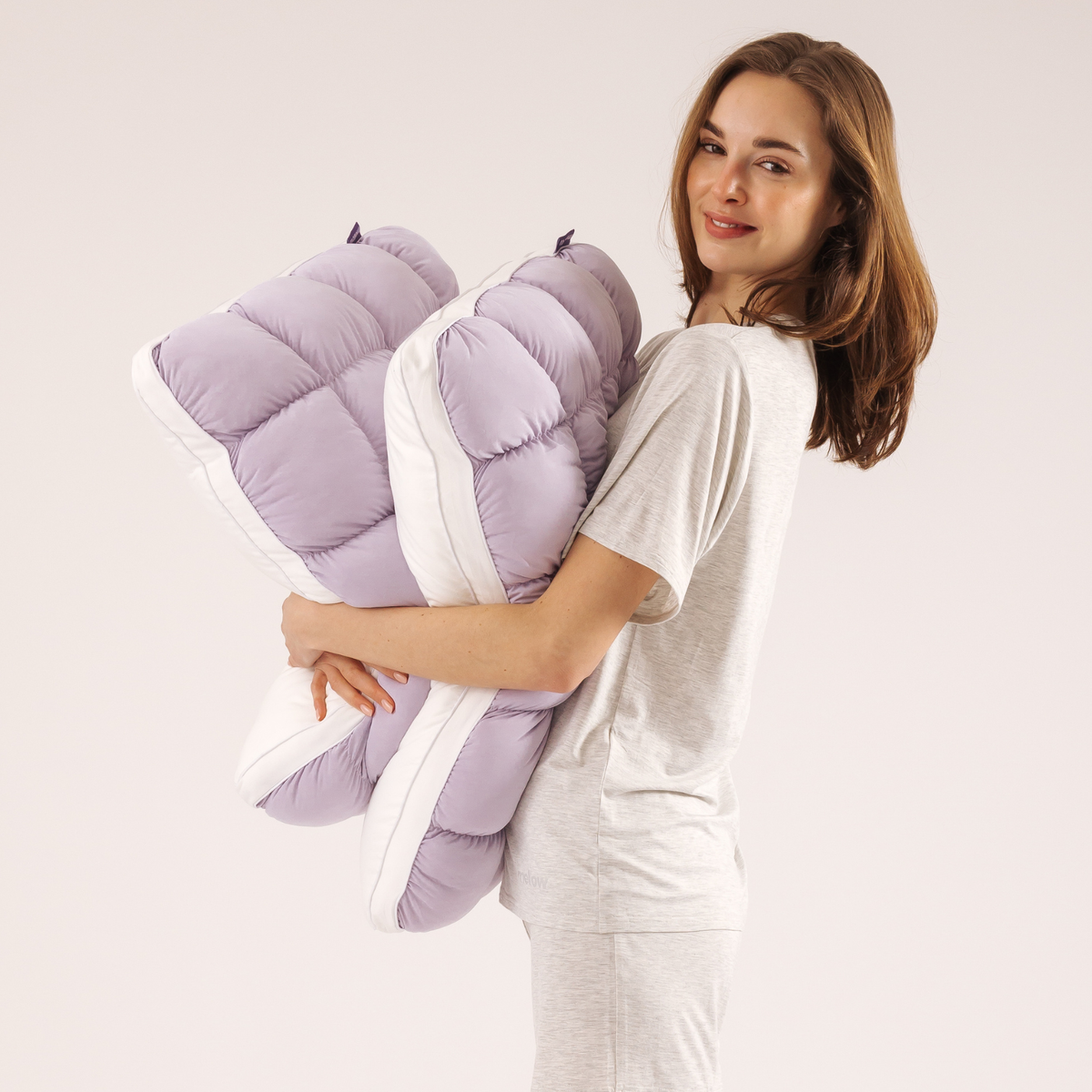 Puff Pillow | Cooling Bedding Pillow | Puff Grid Design: Gray / King