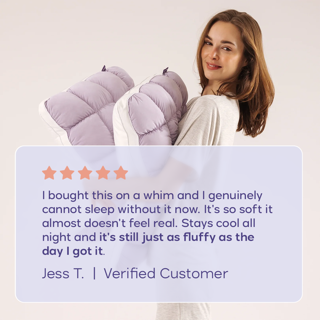 Puff Pillow | Cooling Bedding Pillow | Puff Grid Design: Gray / King